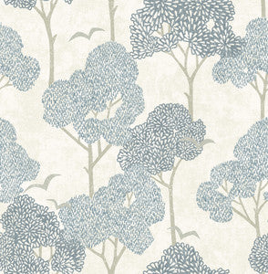 Lykke Blue Textured Tree Wallpaper by A-Street Prints