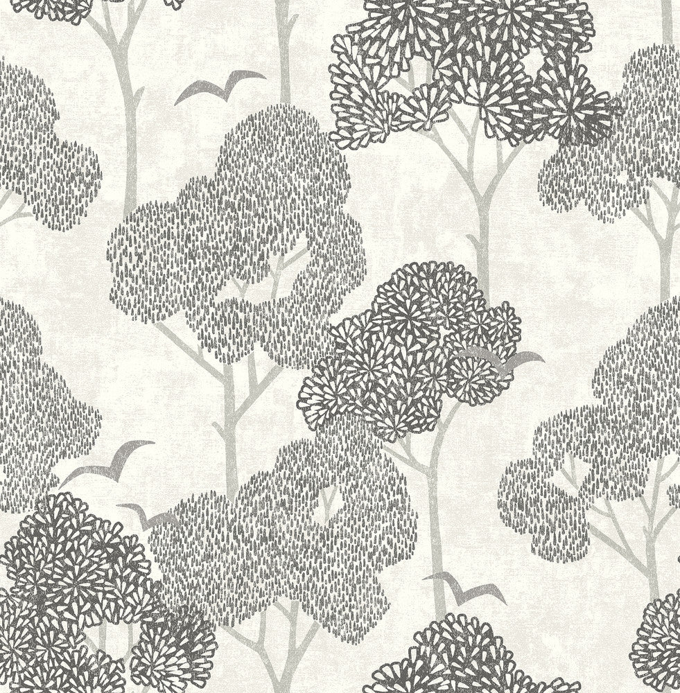 Lykke Black Textured Tree Wallpaper by A-Street Prints Hannah Covers about 56.4 square feet 20.5-in by 33-ft long roll Unpasted 20.9 - Fabric Carolina -