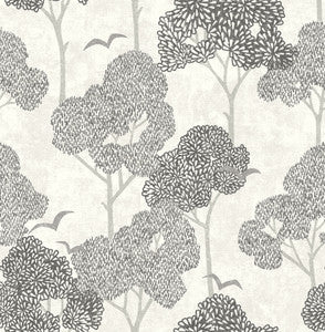 Lykke Black Textured Tree Wallpaper by A-Street Prints