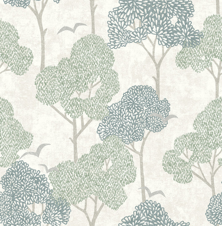 Lykke Green Textured Tree Wallpaper by A-Street Prints Hannah Covers about 56.4 square feet 20.5-in by 33-ft long roll Unpasted 20.9 - Fabric Carolina -