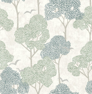 Lykke Green Textured Tree Wallpaper by A-Street Prints