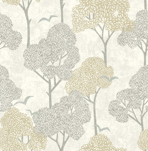 Lykke Neutral Textured Tree Wallpaper by A-Street Prints