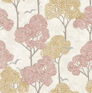 Lykke Coral Textured Tree Wallpaper by A-Street Prints