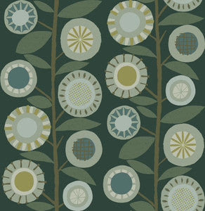 Sisu Evergreen Floral Geometric Wallpaper by A-Street Prints