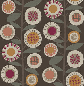 Sisu Raspberry Floral Geometric Wallpaper by A-Street Prints