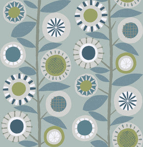 Sisu Light Blue Floral Geometric Wallpaper by A-Street Prints