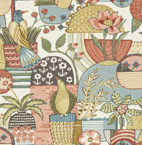 Fika Mustard Blissful Birds & Blooms Wallpaper by A-Street Prints