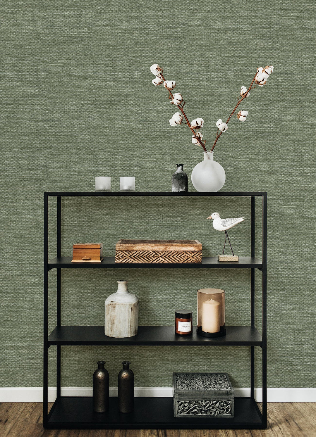 Malin Moss Faux Grasscloth Wallpaper by A-Street Prints Designer