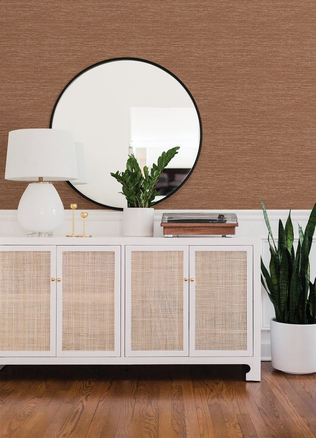 Malin Rust Faux Grasscloth Wallpaper by A-Street Prints Designer