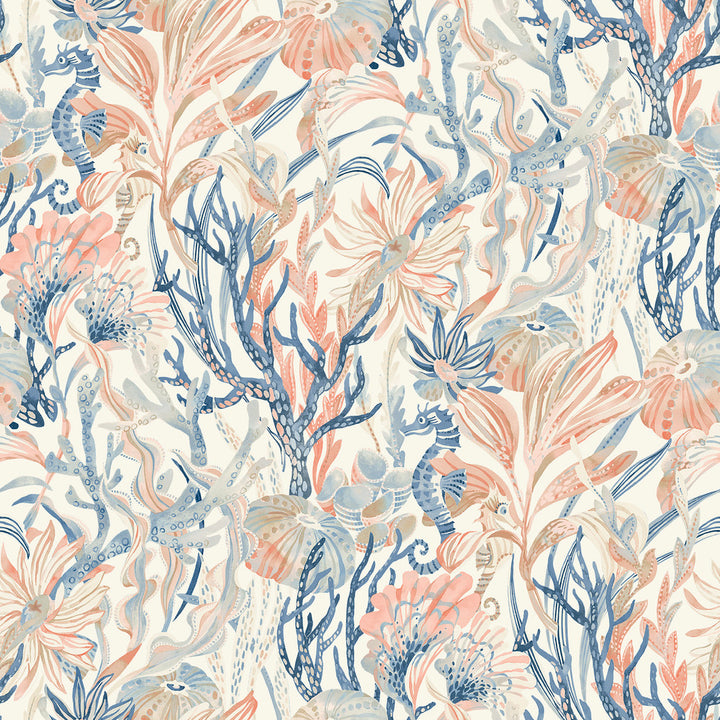 Kelp Garden Coral Tropical Reef Wallpaper by Chesapeake Blue Heron Covers about 56.4 square feet 20.5-in by 33-ft long roll Prepasted 20.5 - Fabric Carolina -