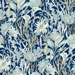 Kelp Garden Navy Tropical Reef Wallpaper by Chesapeake