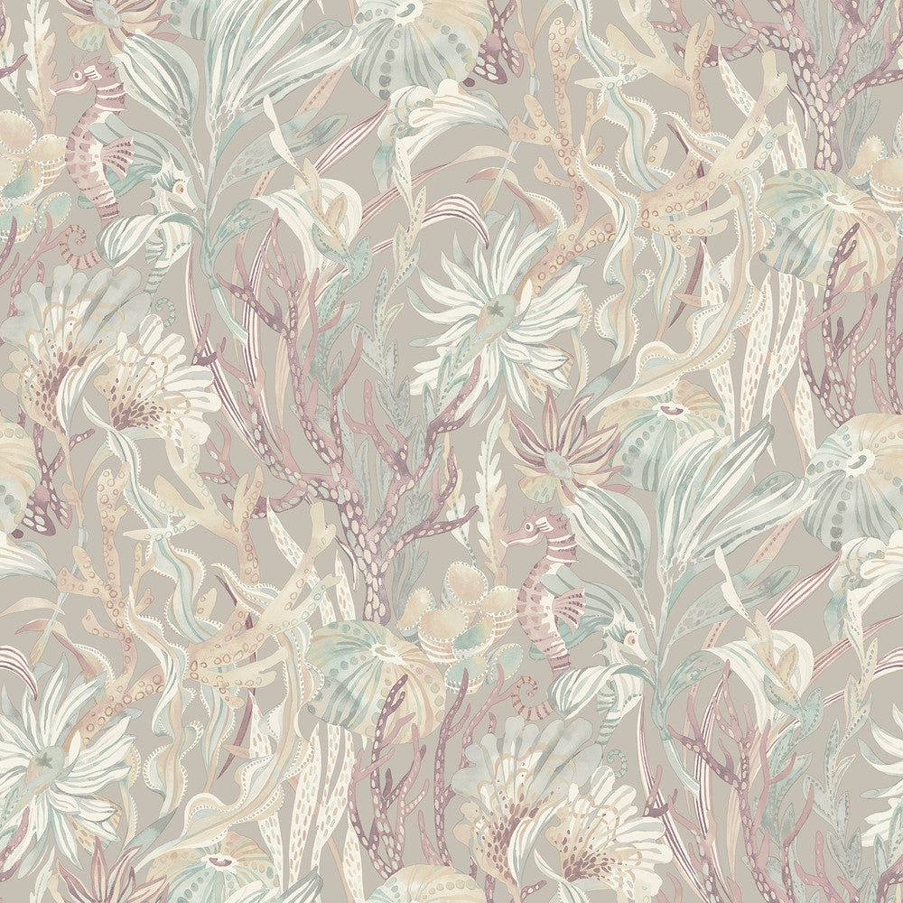 Kelp Garden Mauve Tropical Reef Wallpaper by Chesapeake Blue Heron Covers about 56.4 square feet 20.5-in by 33-ft long roll Prepasted 20.5 - Fabric Carolina -