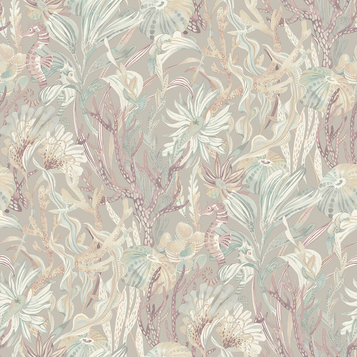Kelp Garden Mauve Tropical Reef Wallpaper by Chesapeake Blue Heron Covers about 56.4 square feet 20.5-in by 33-ft long roll Prepasted 20.5 - Fabric Carolina -