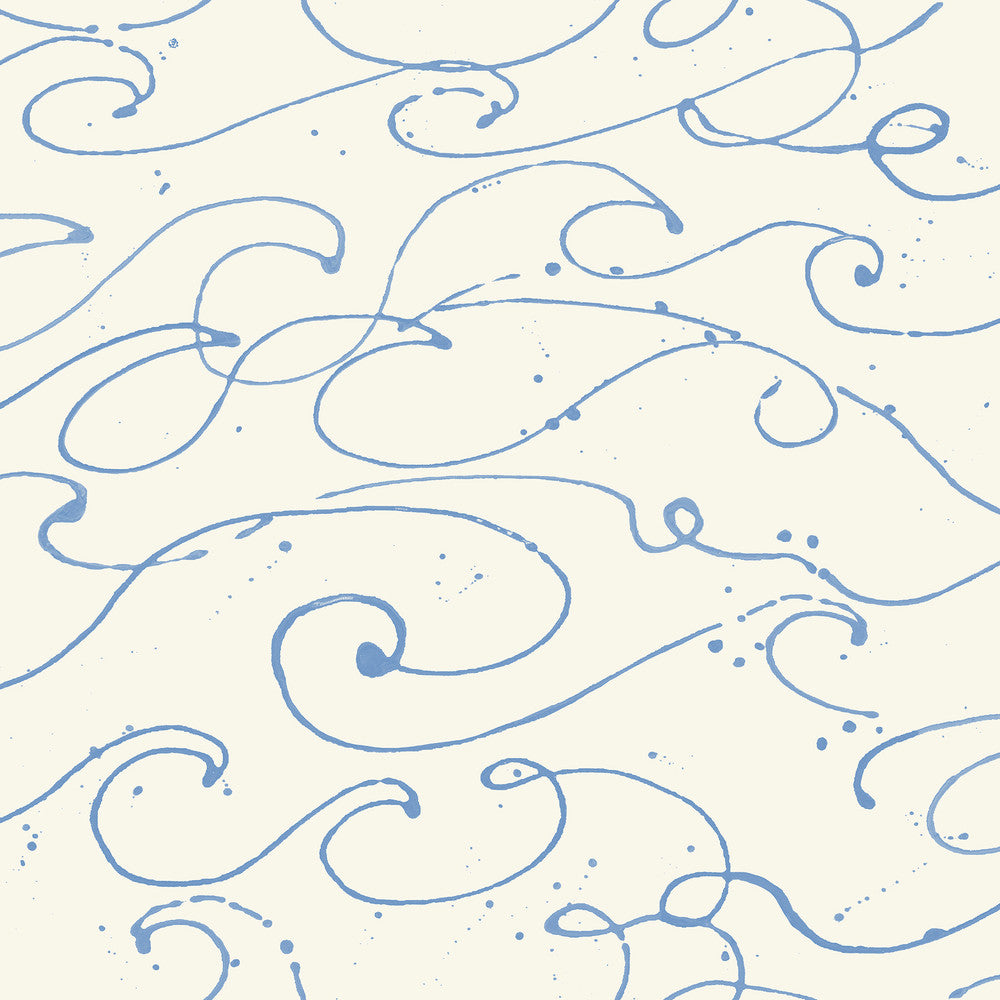 Kuroshio Light Blue Ocean Wave Wallpaper by Chesapeake Blue Heron Covers about 56.4 square feet 20.5-in by 33-ft long roll Prepasted 20.5 - Fabric Carolina -