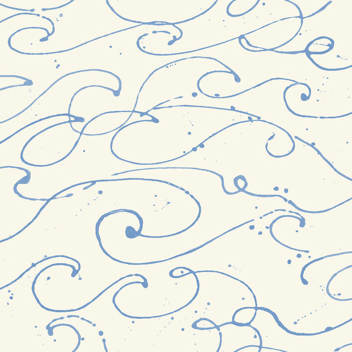 Kuroshio Light Blue Ocean Wave Wallpaper by Chesapeake Blue Heron Covers about 56.4 square feet 20.5-in by 33-ft long roll Prepasted 20.5 - Fabric Carolina -