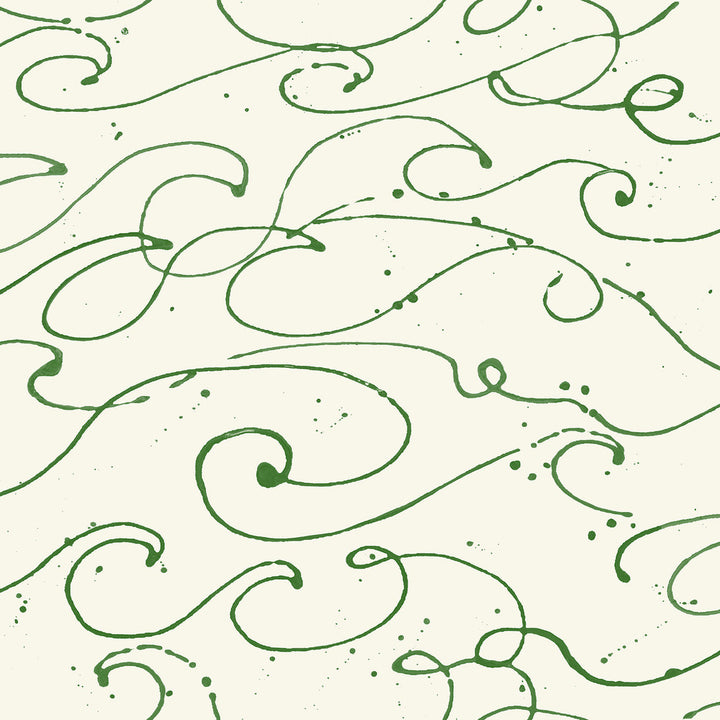 Kuroshio Green Ocean Wave Wallpaper by Chesapeake Blue Heron Covers about 56.4 square feet 20.5-in by 33-ft long roll Prepasted 20.5 - Fabric Carolina -