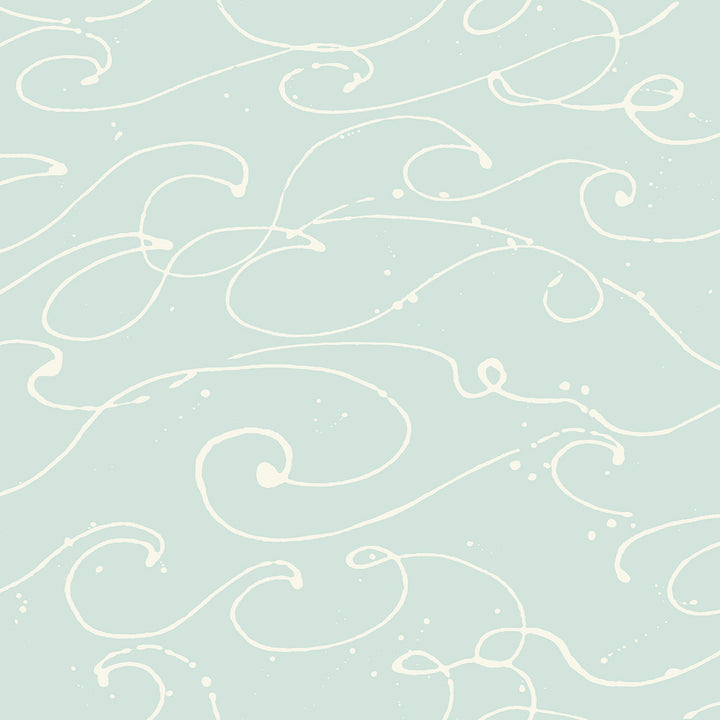 Kuroshio Aqua Ocean Wave Wallpaper by Chesapeake Blue Heron Covers about 56.4 square feet 20.5-in by 33-ft long roll Prepasted 20.5 - Fabric Carolina -