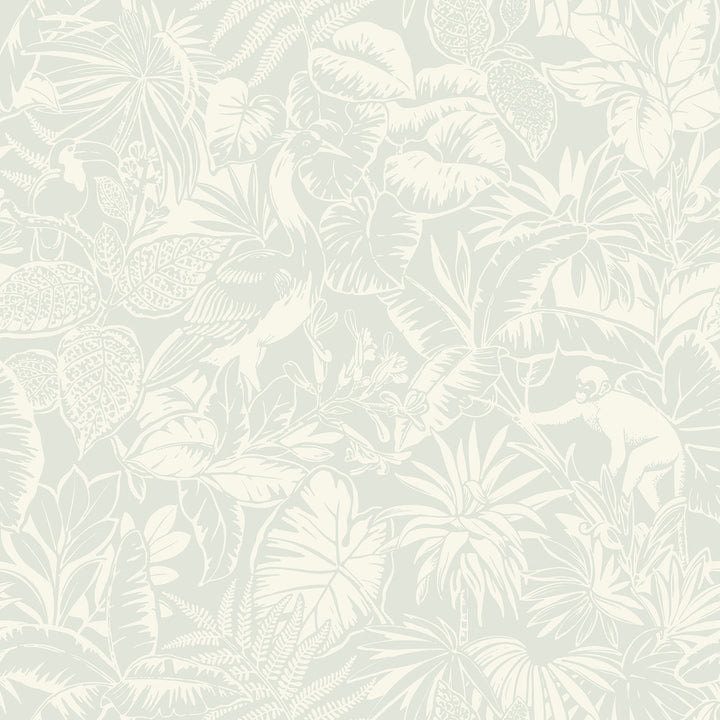 Corcovado Aqua Jungle Jamboree Wallpaper by Chesapeake Blue Heron Covers about 56.4 square feet 20.5-in by 33-ft long roll Prepasted 20.5 - Fabric Carolina -