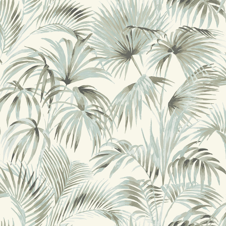 Manaus Aqua Palm Frond Wallpaper by Chesapeake Blue Heron Covers about 56.4 square feet 20.5-in by 33-ft long roll Prepasted 20.5 - Fabric Carolina -