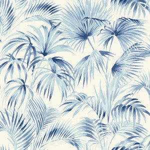 Manaus Blue Palm Frond Wallpaper by Chesapeake