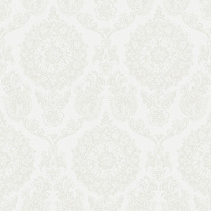 Helm Damask White Floral Medallion Wallpaper by Chesapeake