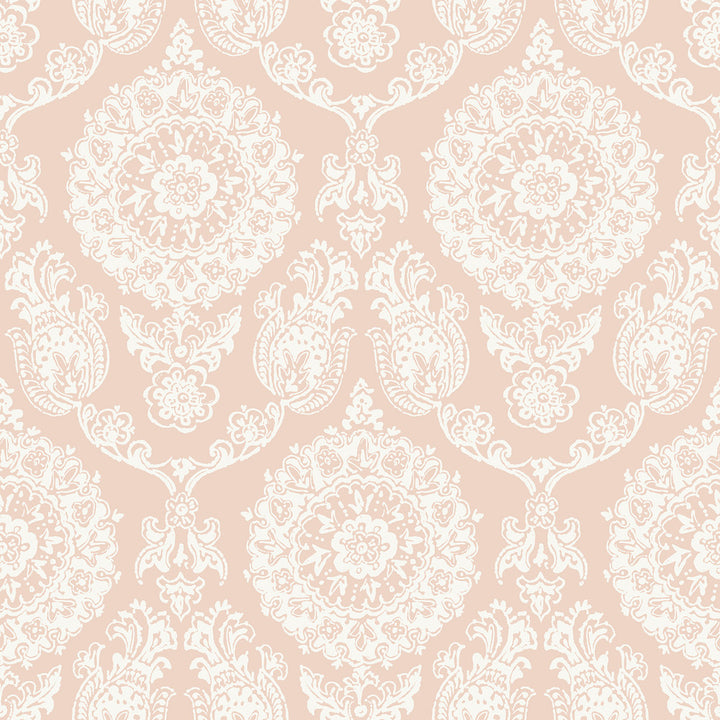 Helm Damask Blush Floral Medallion Wallpaper by Chesapeake Blue Heron Covers about 56.4 square feet 20.5-in by 33-ft long roll Prepasted 20.5 - Fabric Carolina -