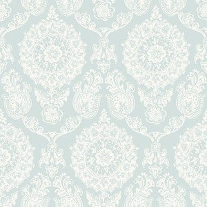 Helm Damask Aqua Floral Medallion Wallpaper by Chesapeake
