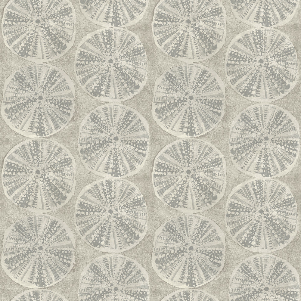 Sea Biscuit Grey Sand Dollar Wallpaper by Chesapeake Blue Heron Covers about 56.4 square feet 20.5-in by 33-ft long roll Prepasted 20.5 - Fabric Carolina -