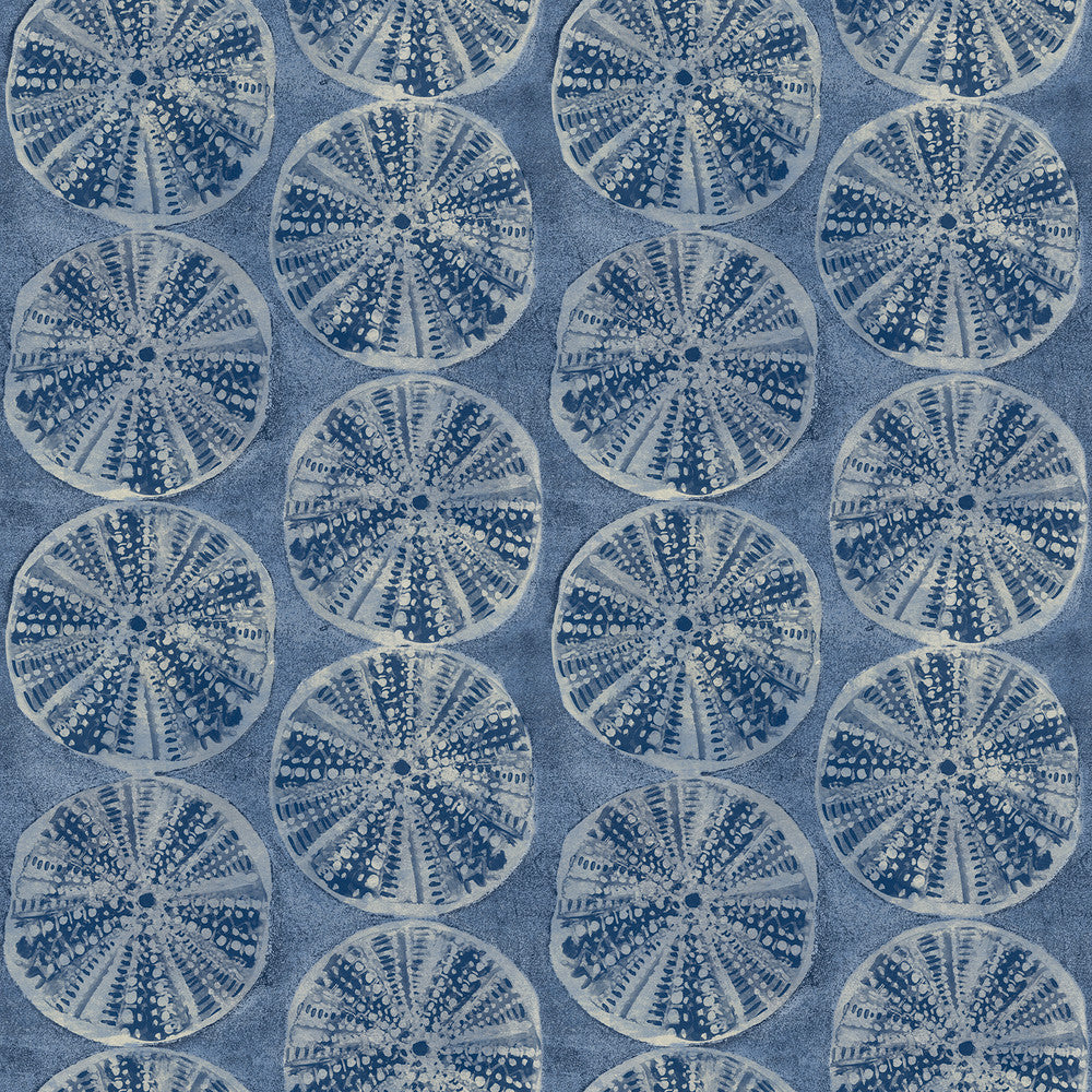 Sea Biscuit Blue Sand Dollar Wallpaper by Chesapeake Blue Heron Covers about 56.4 square feet 20.5-in by 33-ft long roll Prepasted 20.5 - Fabric Carolina -