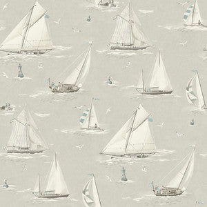 Leeward Light Grey Sailboat Wallpaper by Chesapeake