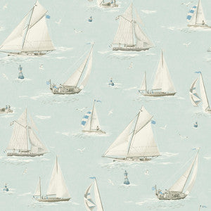Leeward Aqua Sailboat Wallpaper by Chesapeake