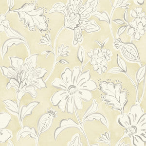 Plumeria Yellow Floral Trail Wallpaper by Chesapeake