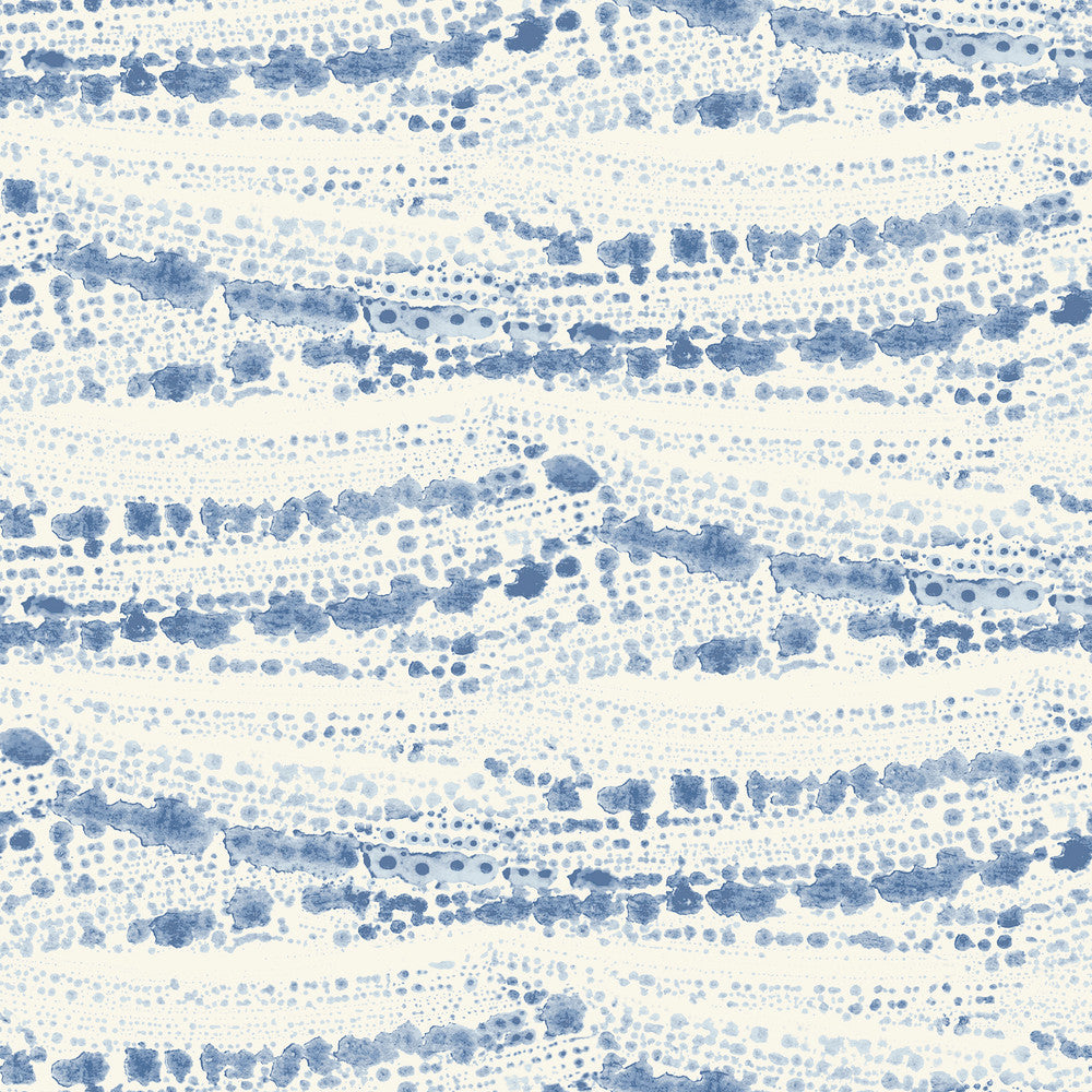 Rannell Navy Abstract Scallop Wallpaper by Chesapeake Blue Heron Covers about 56.4 square feet 20.5-in by 33-ft long roll Prepasted 20.5 - Fabric Carolina -