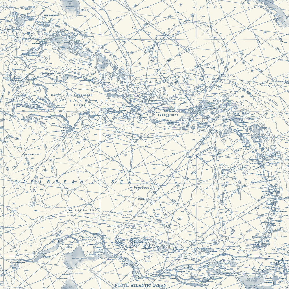Charts Navy Nautical Chart Wallpaper by Chesapeake Blue Heron Covers about 56.4 square feet 20.5-in by 33-ft long roll Prepasted 20.5 - Fabric Carolina -