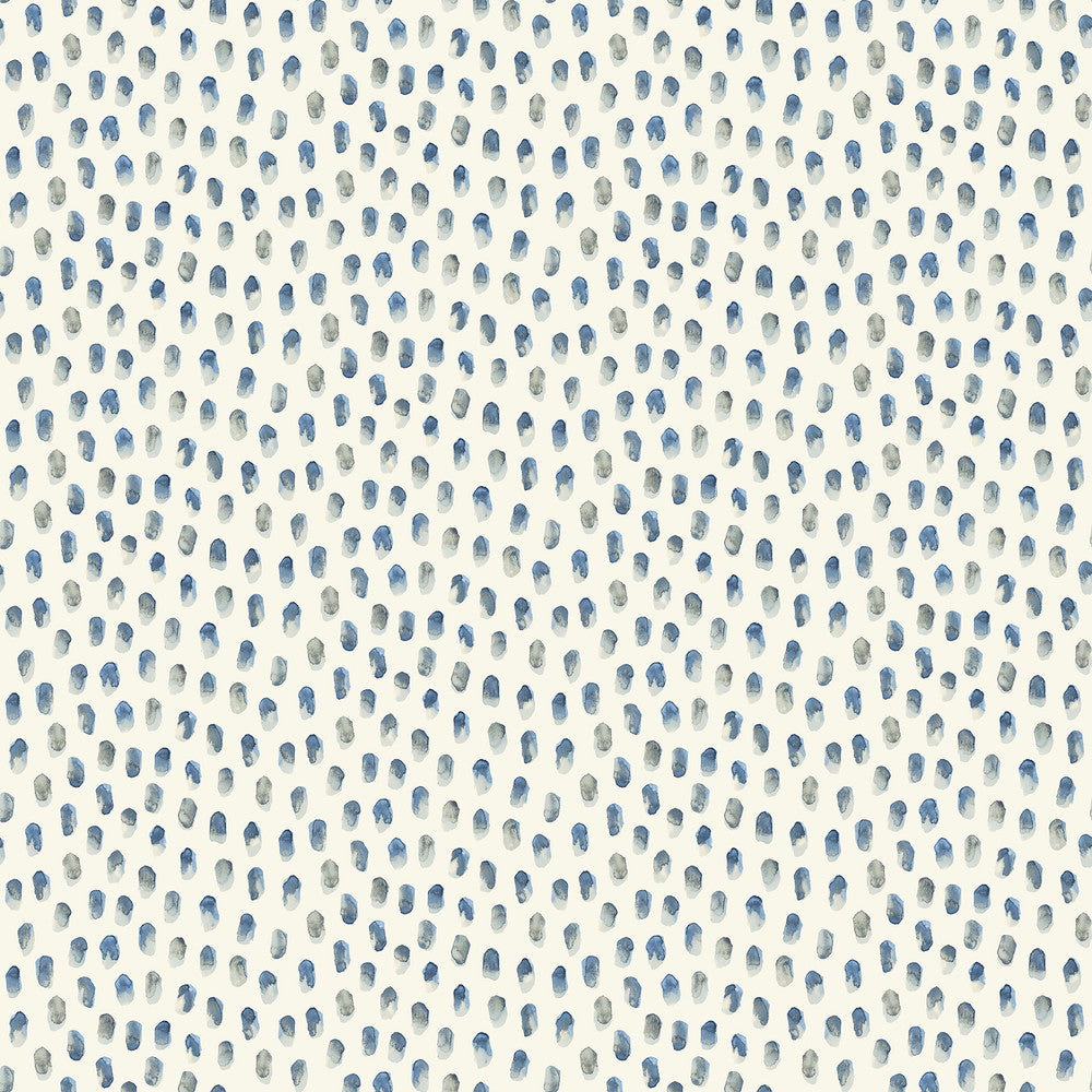Sand Drips Blue Painted Dots Wallpaper by Chesapeake Blue Heron Covers about 56.4 square feet 20.5-in by 33-ft long roll Prepasted 5.13 - Fabric Carolina -