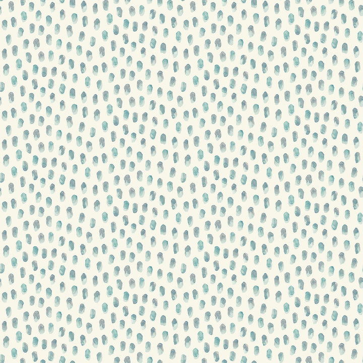 Sand Drips Aqua Painted Dots Wallpaper by Chesapeake Blue Heron Covers about 56.4 square feet 20.5-in by 33-ft long roll Prepasted 5.13 - Fabric Carolina -