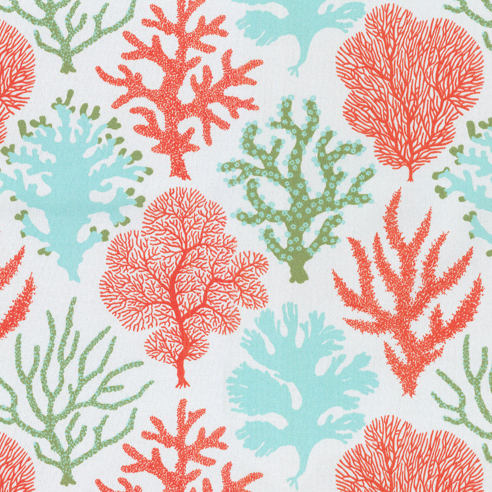 CORAL STUDY CARIB 407100 by PKL Studio Outdoor Fabric - 100% COTTON USA 51000 Horizontal: 12.6 and Vertical: 13.5 54 - Fabric Carolina -