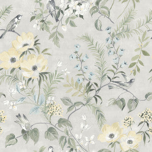Frederique Grey Bloom Wallpaper by Chesapeake