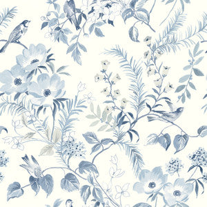 Frederique Blue Floral Wallpaper by Chesapeake