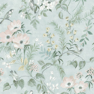 Frederique Mint Floral Wallpaper by Chesapeake