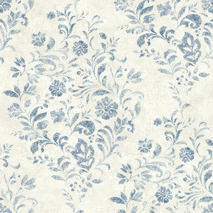 Isidore Blue Scroll Wallpaper by Chesapeake