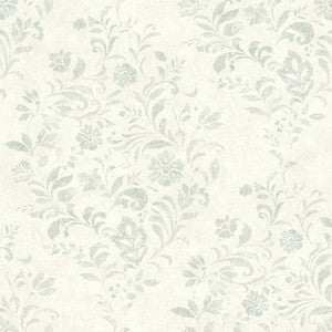 Isidore Aqua Scroll Wallpaper by Chesapeake