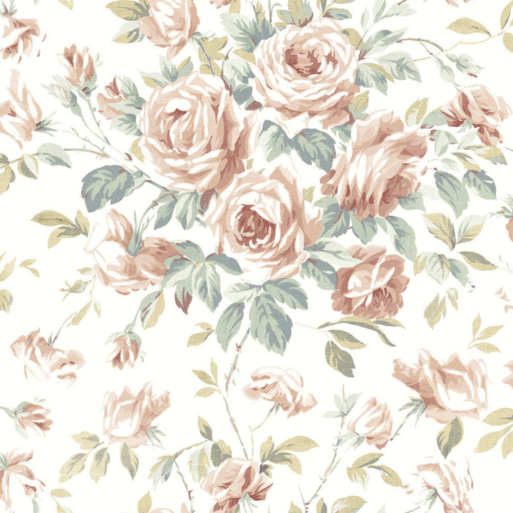 Manon Blush Rose Stitch Wallpaper by Chesapeake Delphine Covers about 56.4 square feet 20.5-in by 33-ft long roll Prepasted 20.5 - Fabric Carolina -