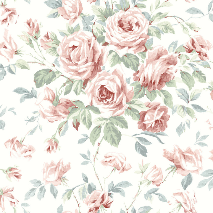 Manon Raspberry Rose Stitch Wallpaper by Chesapeake Delphine Covers about 56.4 square feet 20.5-in by 33-ft long roll Prepasted 20.5 - Fabric Carolina -