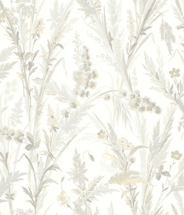 Hillaire Wheat Meadow Wallpaper by Chesapeake Delphine Covers about 56.4 square feet 20.5-in by 33-ft long roll Prepasted 24 - Fabric Carolina -