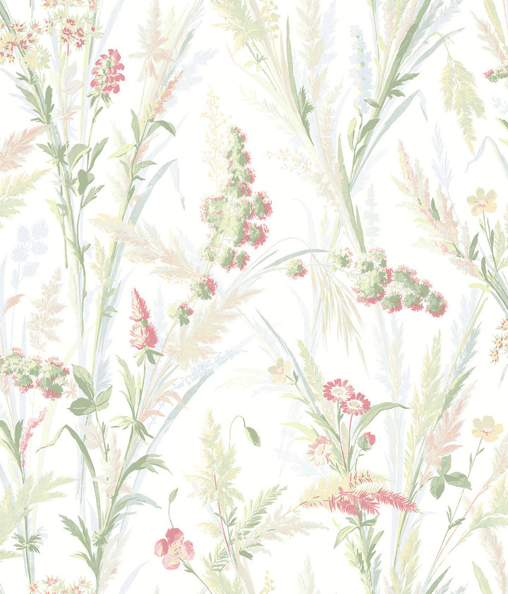 Hillaire Green Meadow Wallpaper by Chesapeake Delphine Covers about 56.4 square feet 20.5-in by 33-ft long roll Prepasted 24 - Fabric Carolina -
