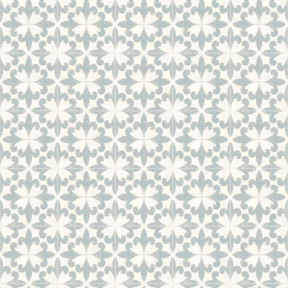 Remy Teal Fleur Tile Wallpaper by Chesapeake Delphine Covers about 56.4 square feet 20.5-in by 33-ft long roll Prepasted 20.5 - Fabric Carolina -