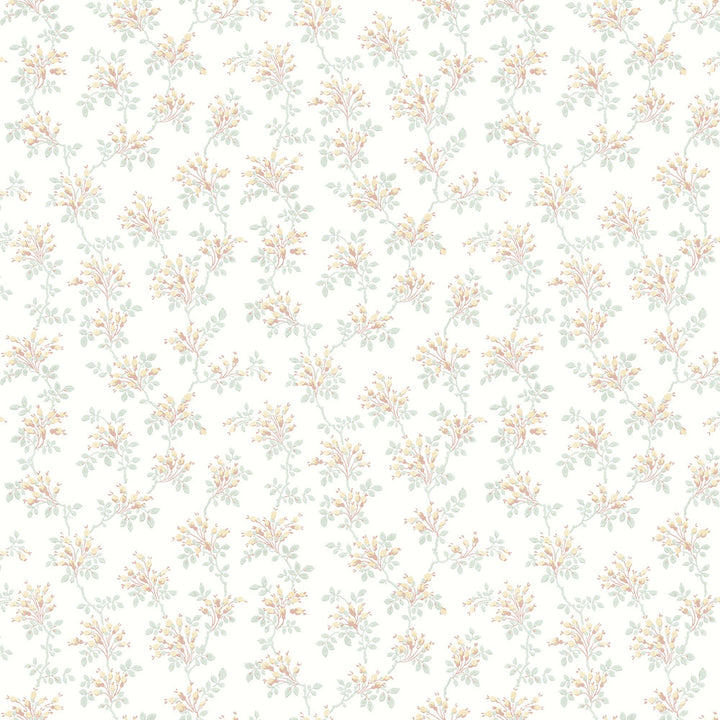 Sofiane Yellow Botanical Trail Wallpaper by Chesapeake Delphine Covers about 56.4 square feet 20.5-in by 33-ft long roll Prepasted 20.5 - Fabric Carolina -