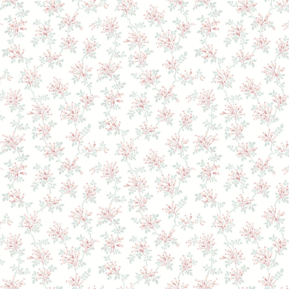 Sofiane Blush Botanical Trail Wallpaper by Chesapeake Delphine Covers about 56.4 square feet 20.5-in by 33-ft long roll Prepasted 20.5 - Fabric Carolina -