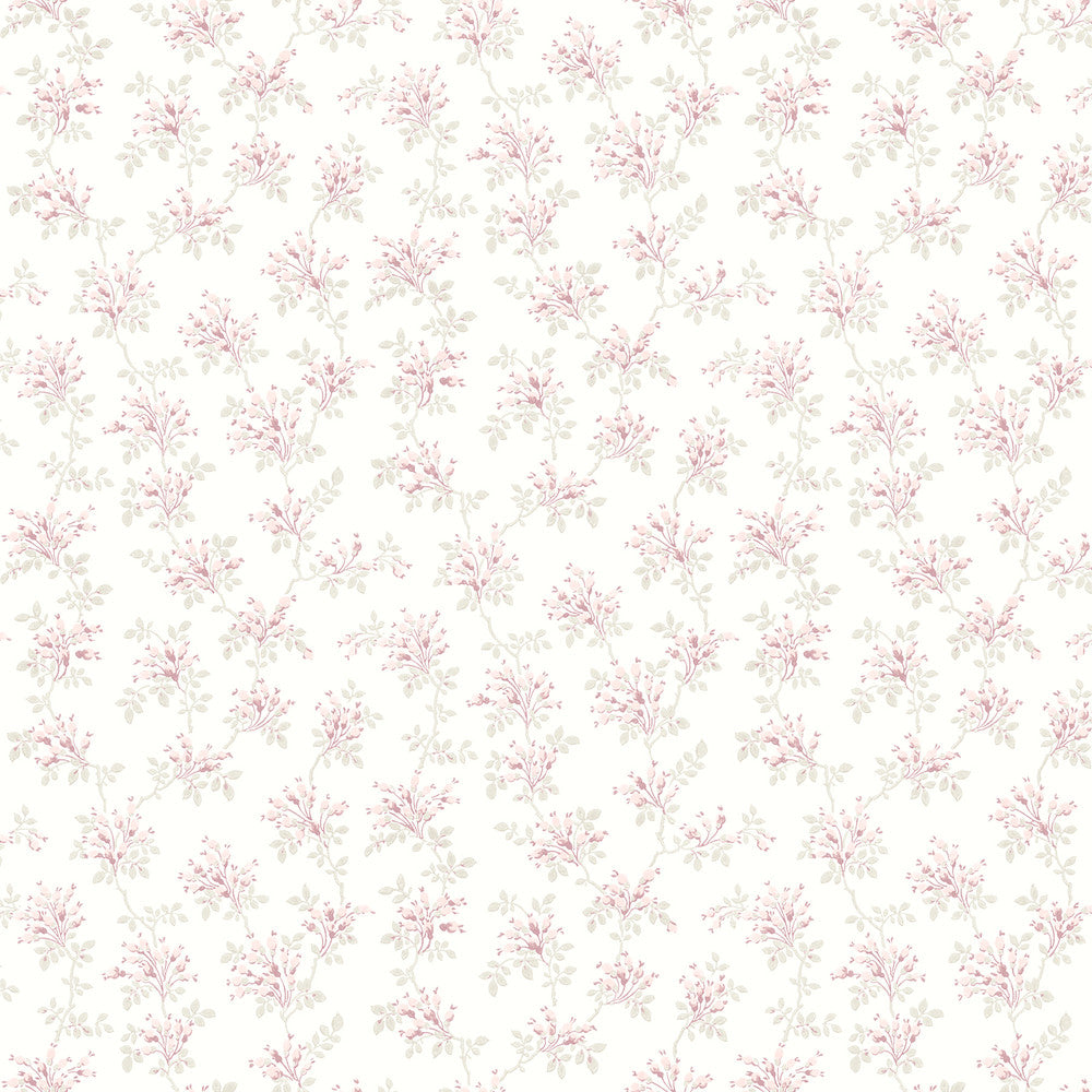 Sofiane Pink Botanical Trail Wallpaper by Chesapeake Delphine Covers about 56.4 square feet 20.5-in by 33-ft long roll Prepasted 20.5 - Fabric Carolina -